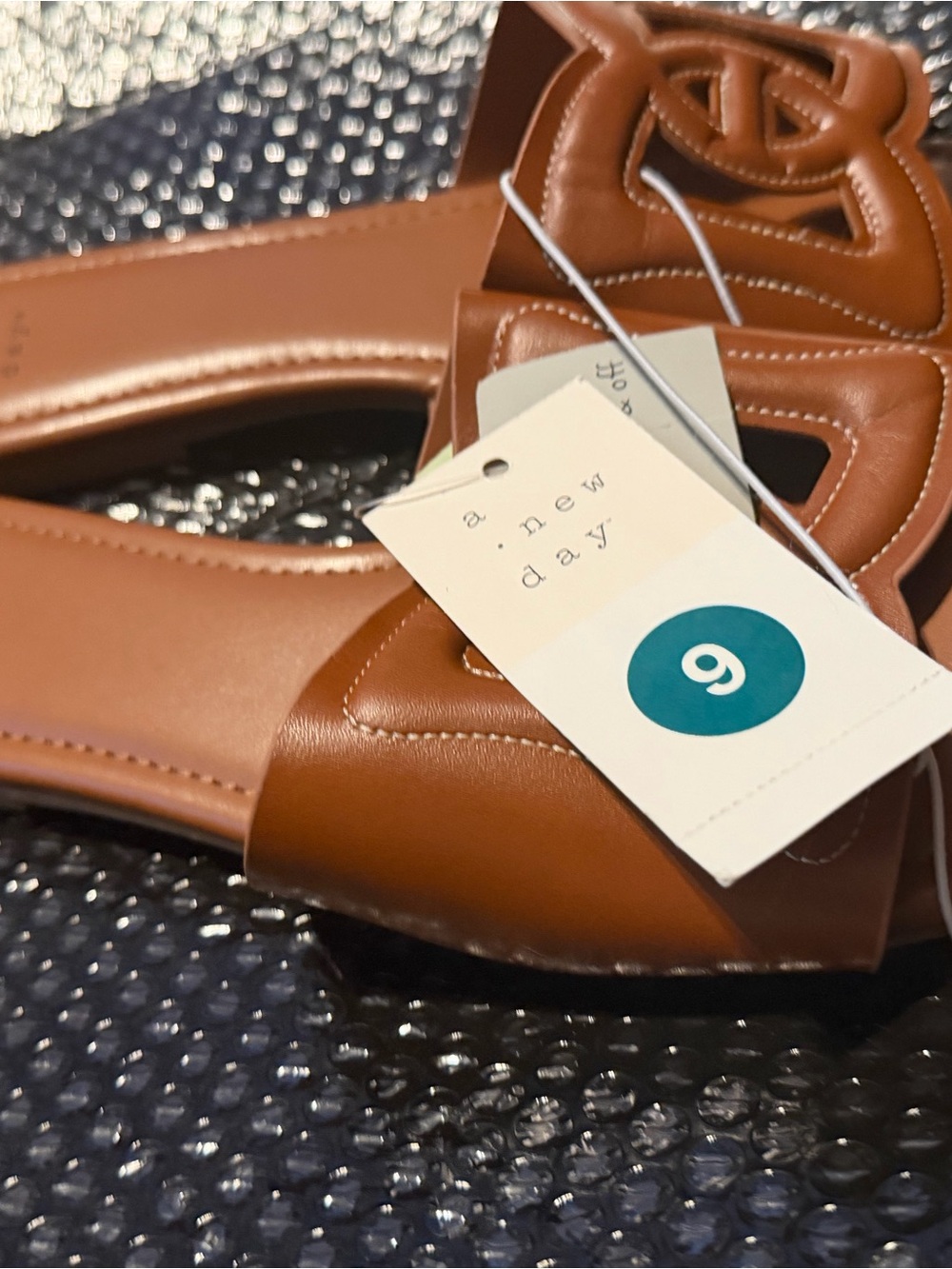 a new day Women's Cognac Brown Slide Sandals